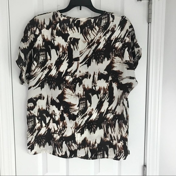 Calvin Klein Jeans Brown Print V-Neck Top S - Picture 5 of 8